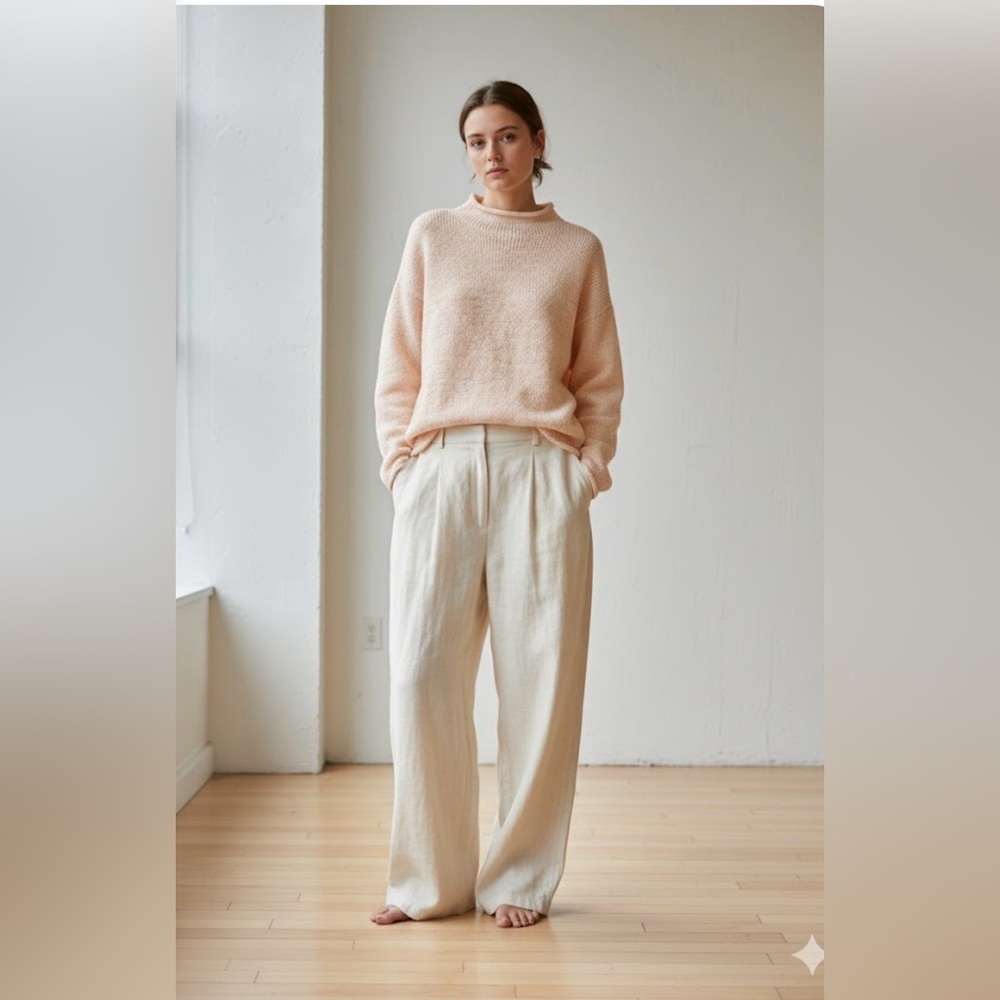 Lauren Manoogian Raw Rollneck Oversized Textured Sweater In Petal Size 2 US M